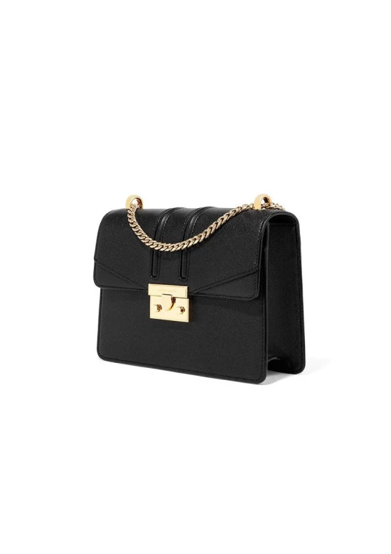 Charles Keith Chain Flap Shoulder Bag Black